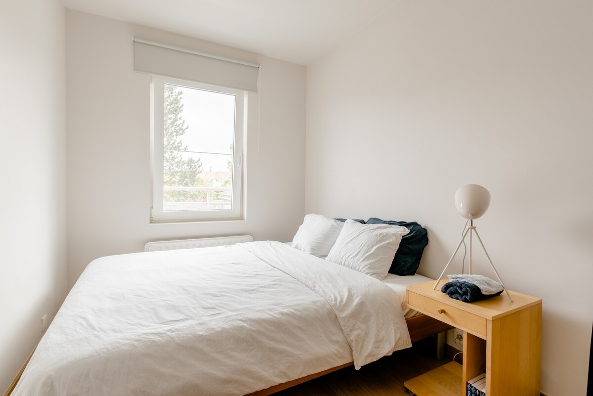宽敞、现代化、明亮的卧室