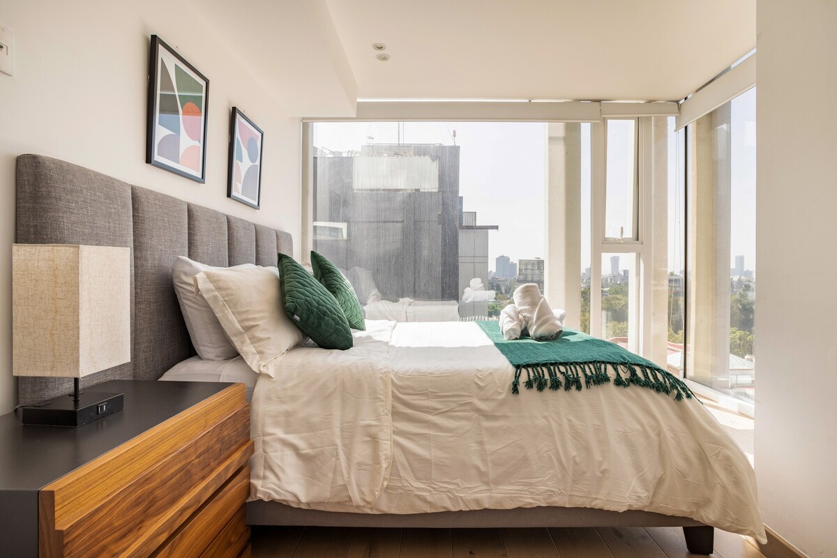 Luxe Living in Condesa: King Bed+ A/C+ 360°Rooftop