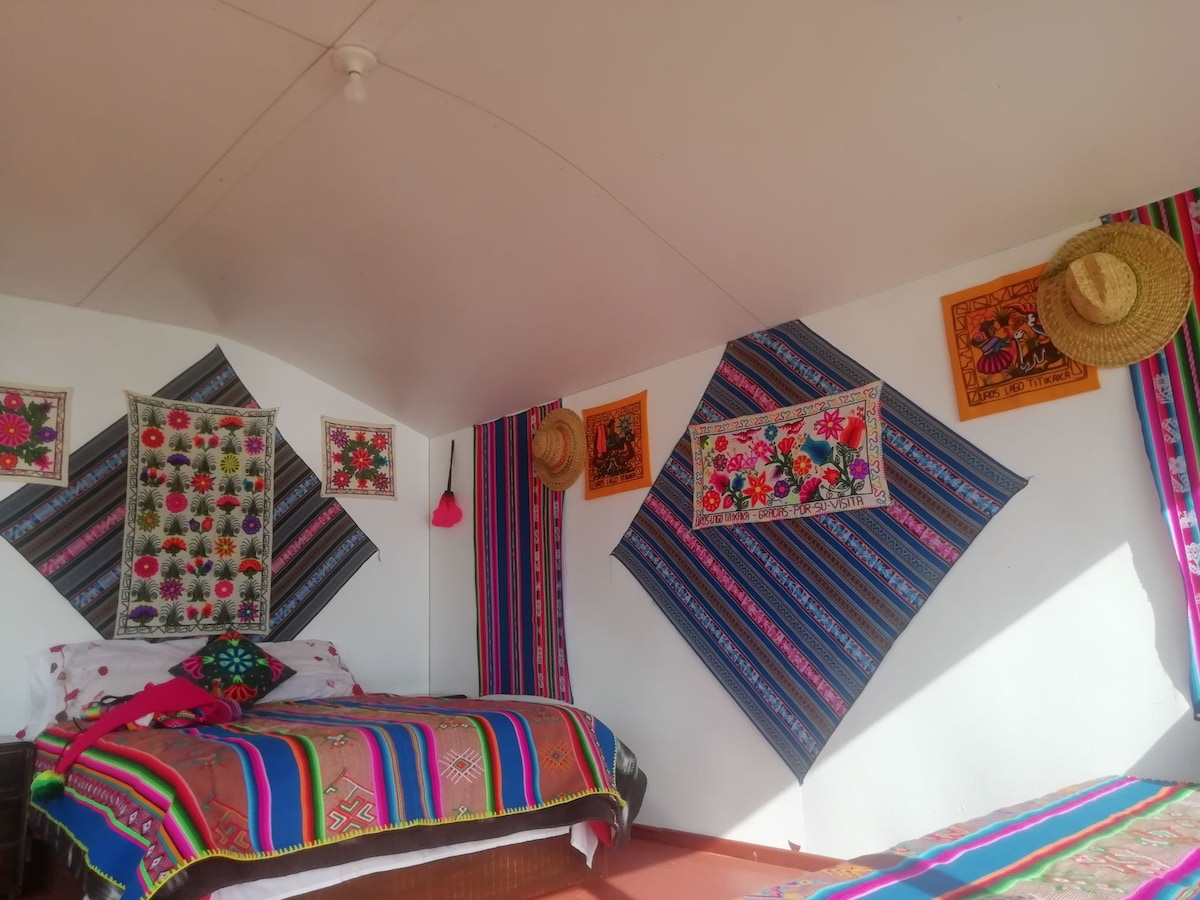 的Titicaca湖安第斯房屋