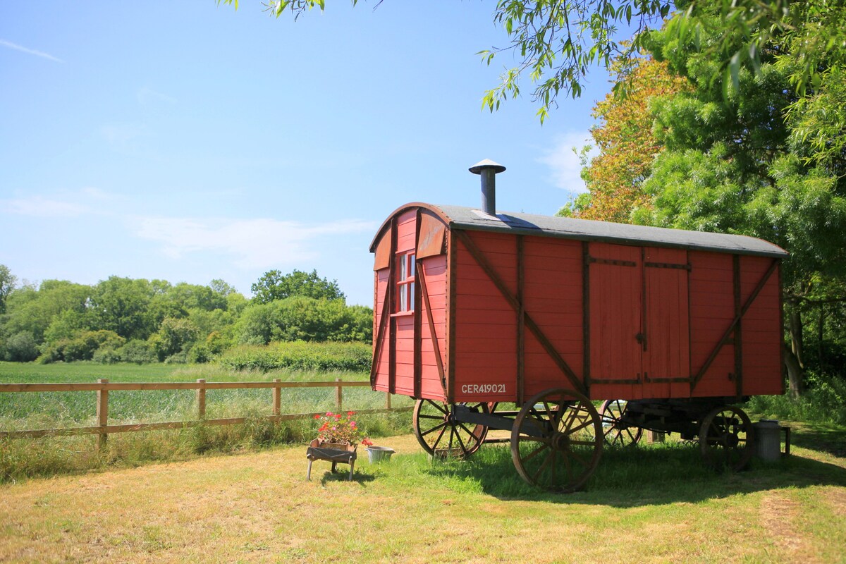 The Railway Wagon hideaway retreat, rural Suffolk