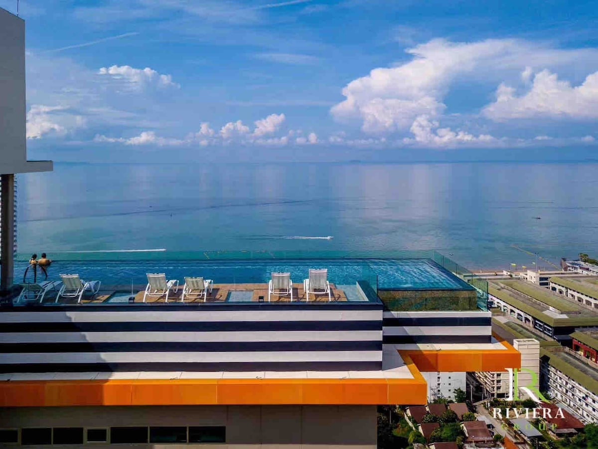 全新Riviera Jomtien五星级海景度假公寓 高层大床房 180正海景推窗望海#度假蜜月首选