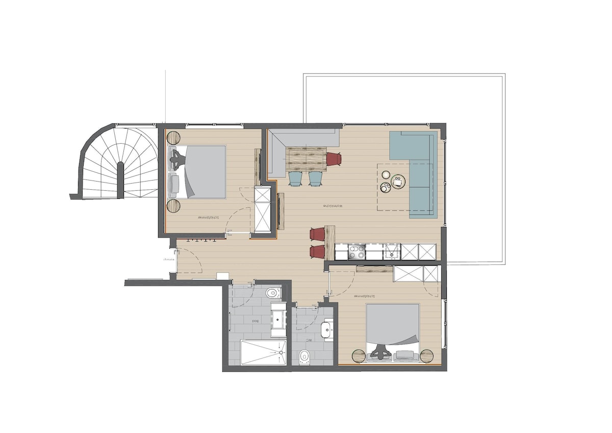 带阳台的独家Alpen Quartier 1号