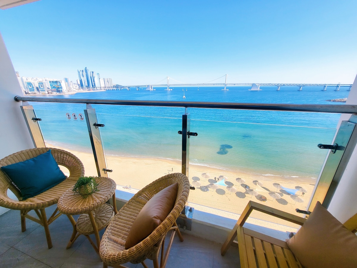 FV-BeRelax Front Ocean Terrace ~ Legal Accommodation ~ Beach 1 Second - Gwangalli烟花节Myungdang-Netflix -蓝牙