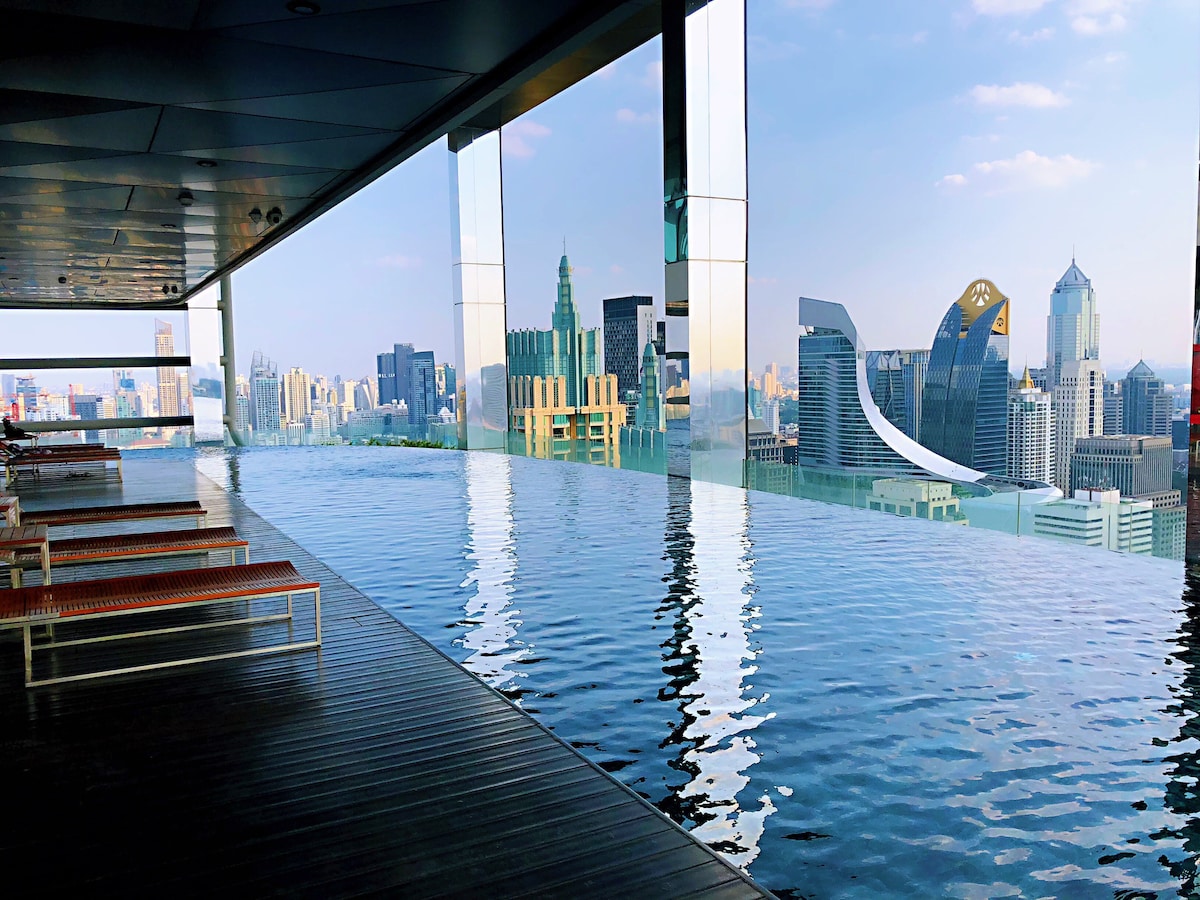 Q Chidlom.  360°SKY POOL，CENTRAL WORLD毗邻最大Bigc,四面佛