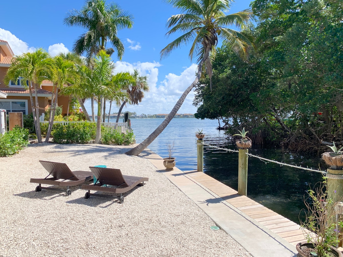 Waterfront home with heated pool walk to Beach!