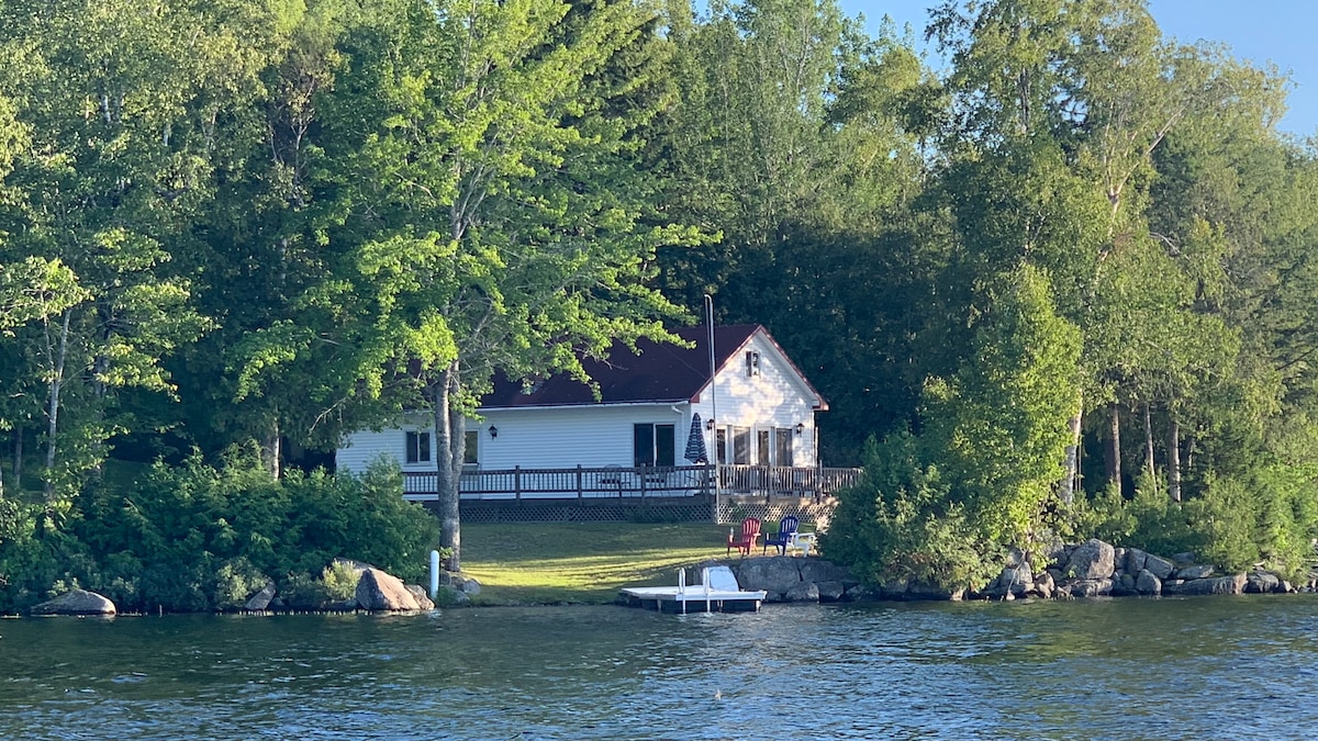 Panoramic view lake cottage