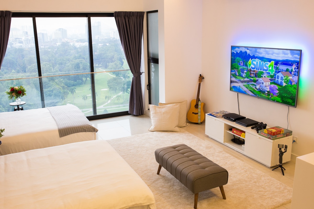 风景优美的整套单间公寓高尔夫球场和吉隆坡城中城塔景观