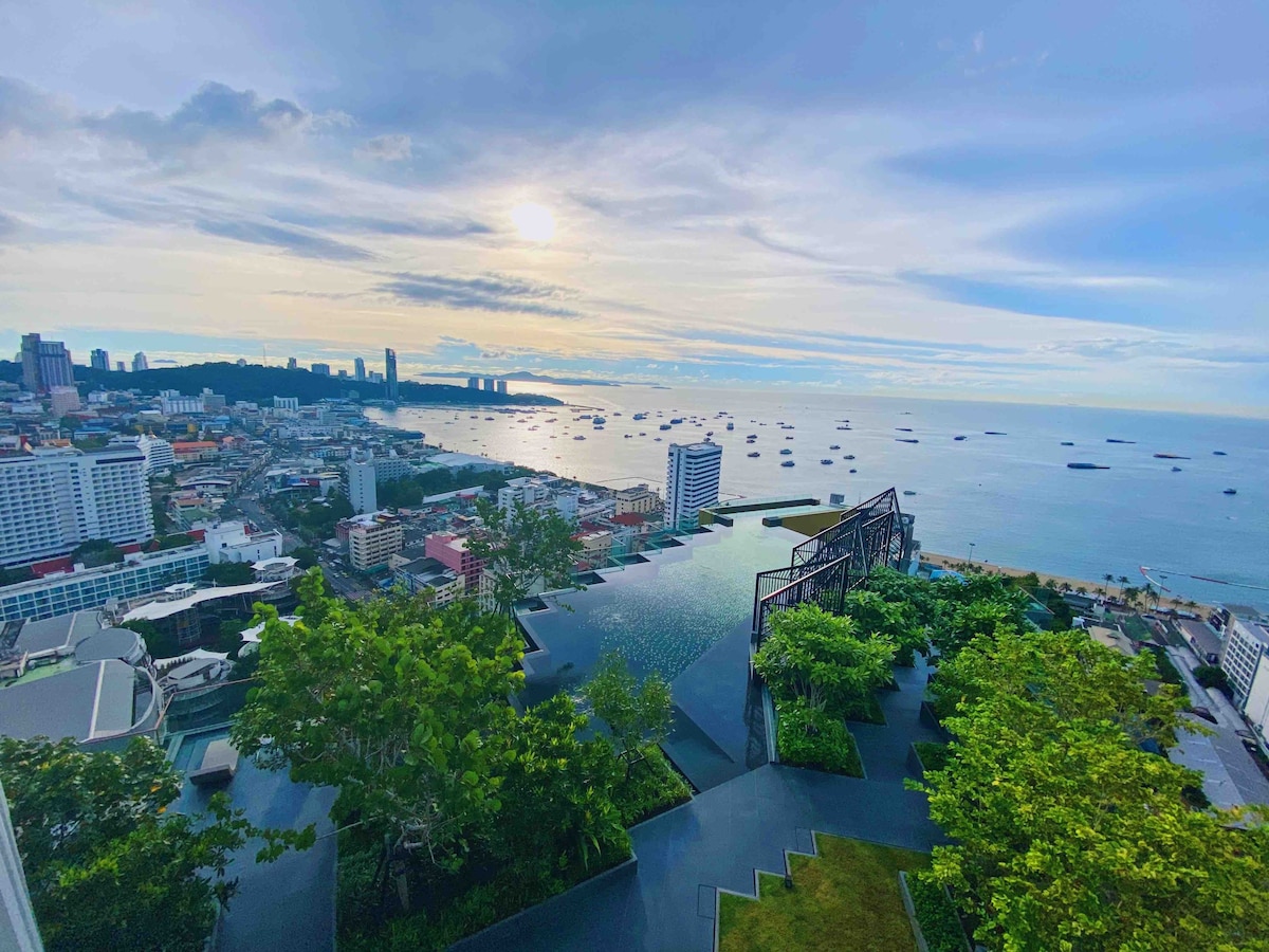 Pattaya The Edge Sea View 🌟【一客一消毒】1ห้องนอนวิวกว้างสวย