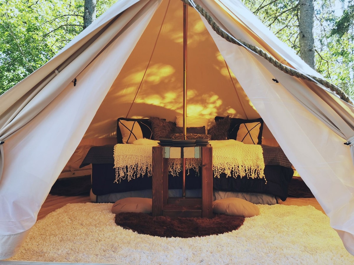 Private bell tent in the Cavendish resort area.