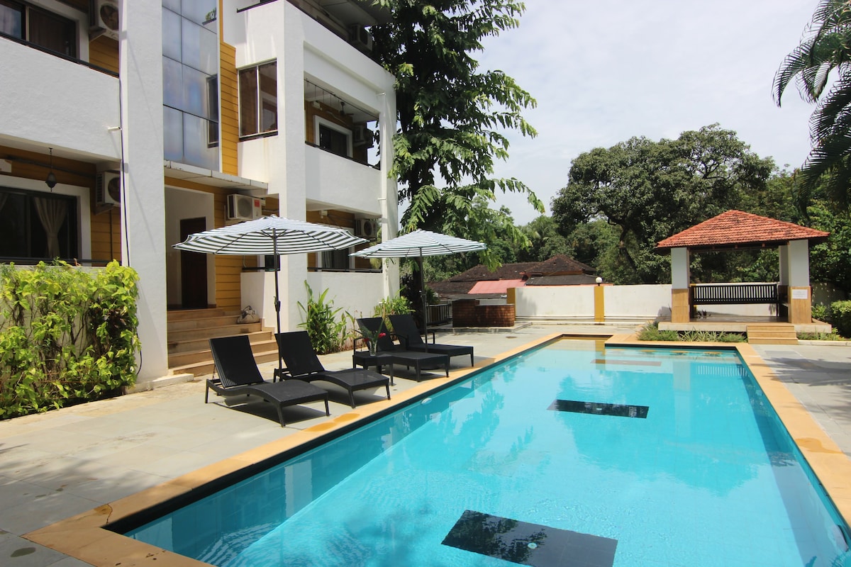 Goa Anjuna泳池边双卧公寓型住宅- AG