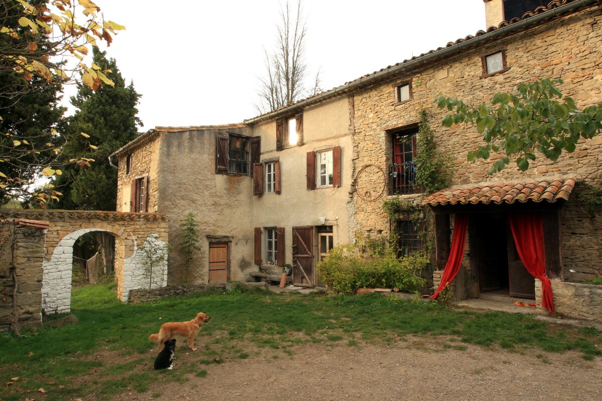 Domaine St Jeanot ，三间相邻房间和泳池