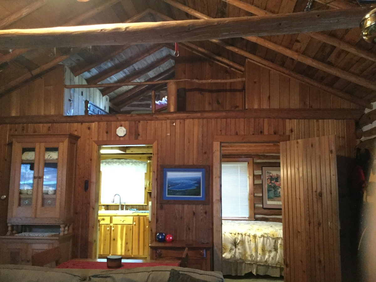 Higgins Lakefront Charming Log: 2 Bedroom + Loft