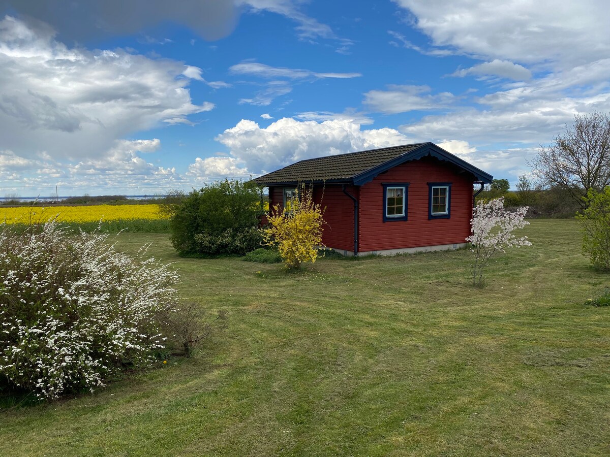 位于田园诗般的Ölandsby小屋，可欣赏美景