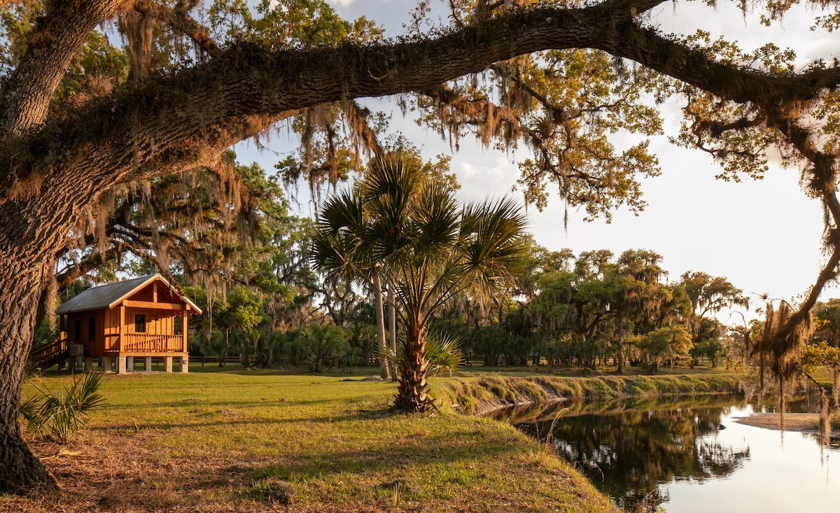 佛罗里达克拉克小屋（ Florida Cracker Cabin ） ，坐落在牧场/迈卡河（ Myakka River ）