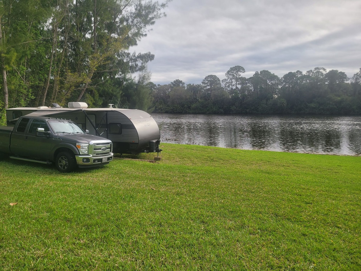 St Lucie Waterway private beach front RV camp site