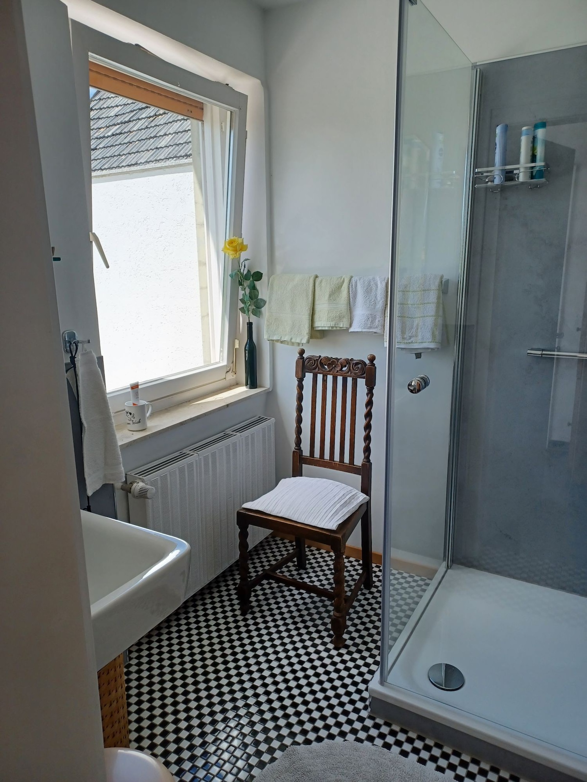 Einladendes Privatzimmer mit Toilette und Dusche