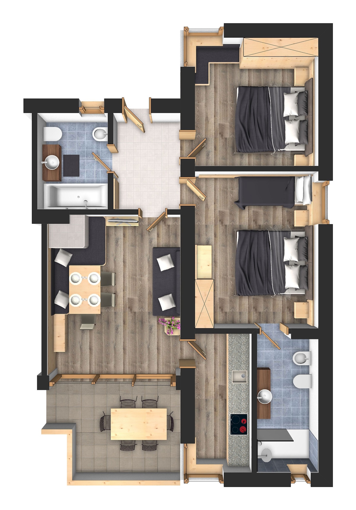 公寓23 - 2 °楼层（东南） - 75平方米