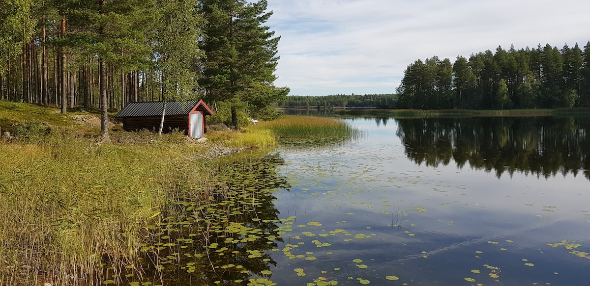 Idyllsikt och avskilt boende vid skogssjö