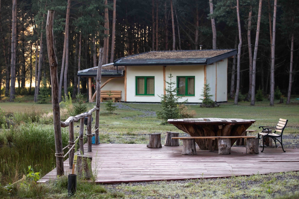 Podkarpackie森林中的粘土和稻草小屋