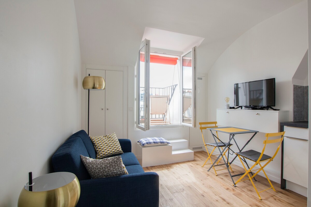 舒适的小型1间卧室- Marais Beaubourg -阳台