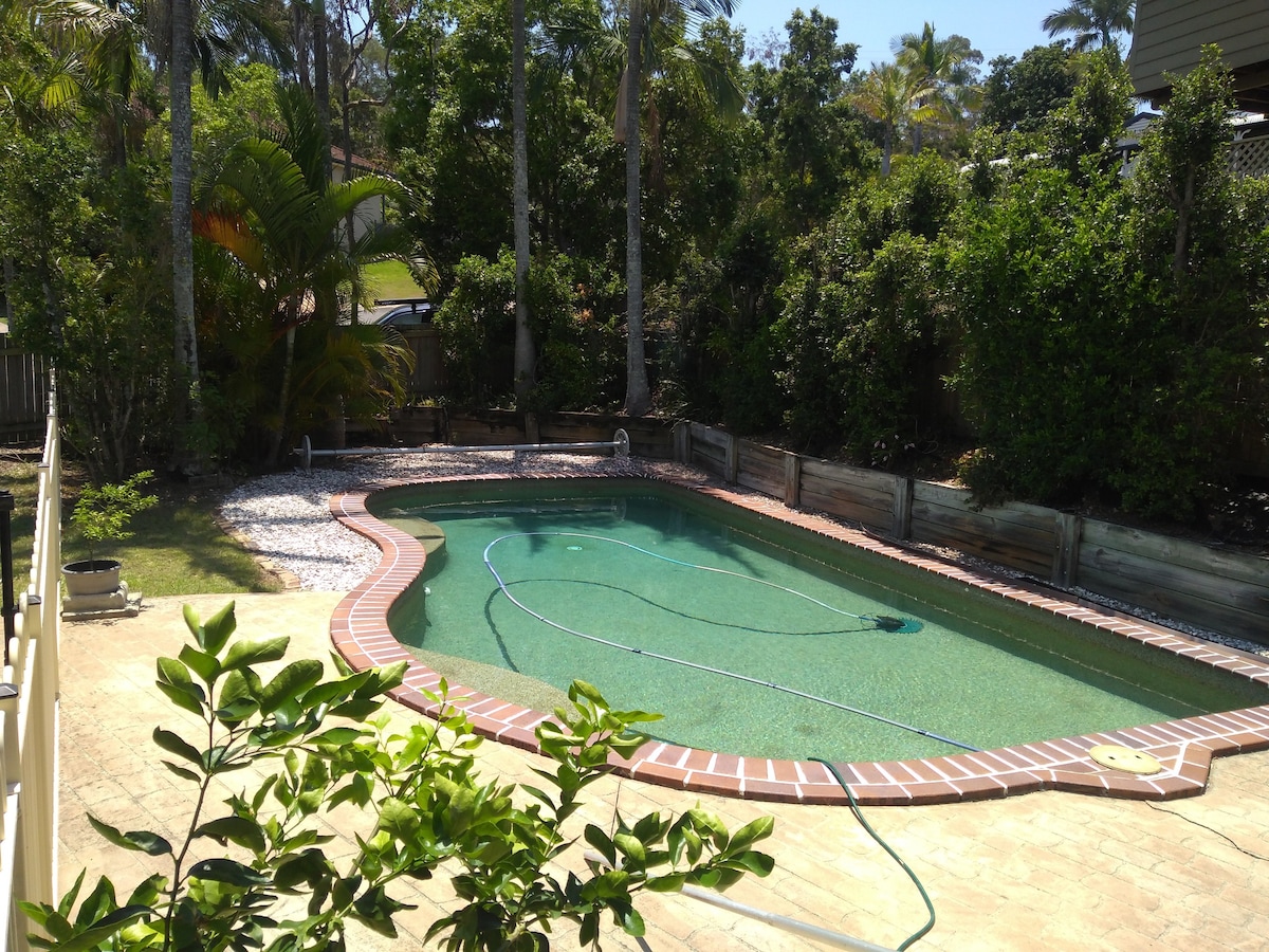 Spacious home getaway with pool.