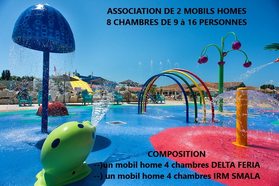 2 MOBILS HOMES = 8 ch de 9 à 16 pers