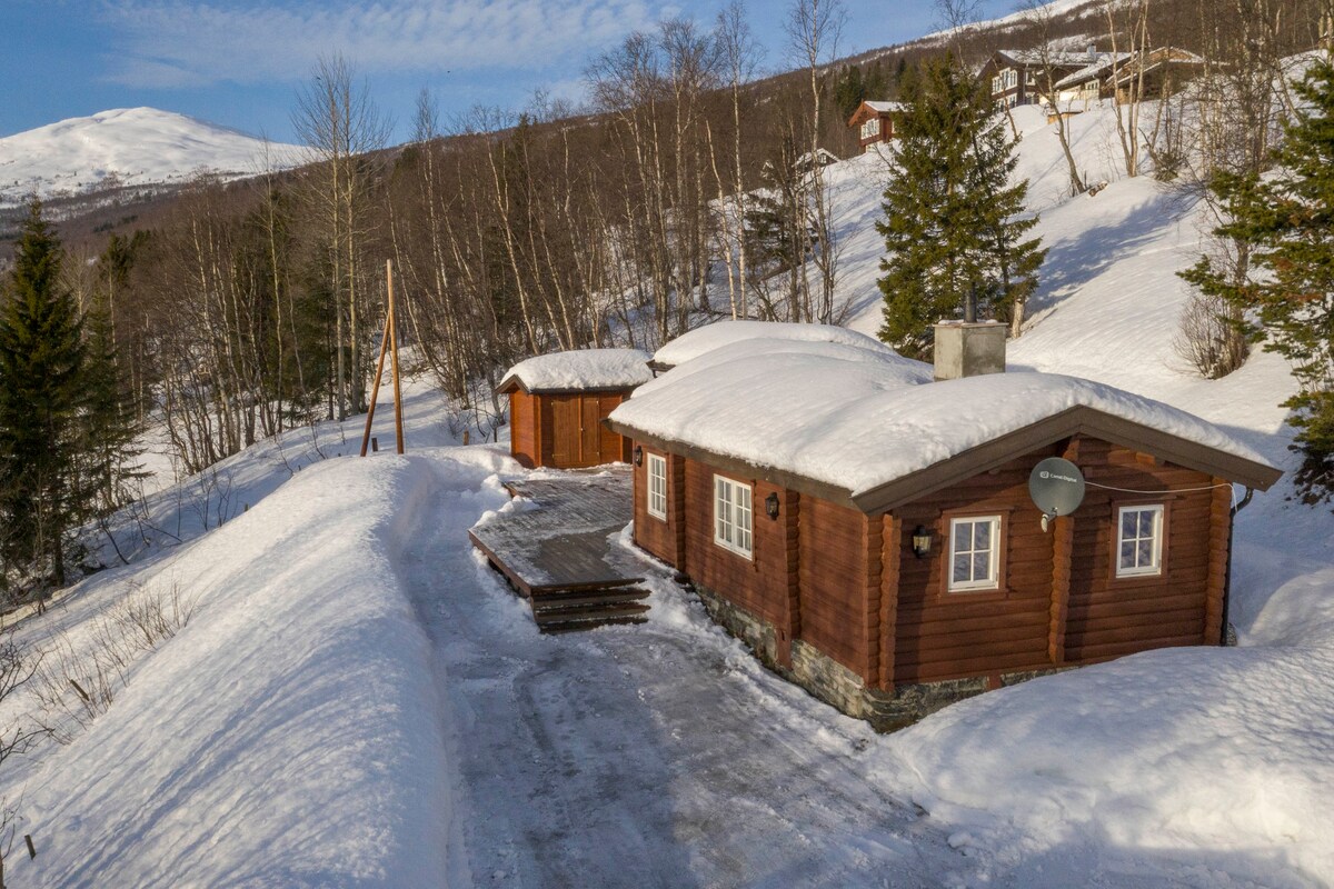 Bjorli ，靠近滑雪缆车和攀岩公园的小木屋