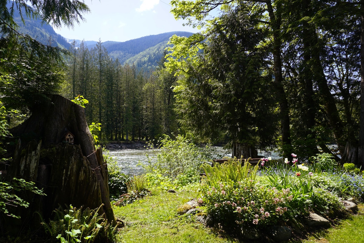 Ken的小木屋和花园。Chilliwack (Vedder) River.