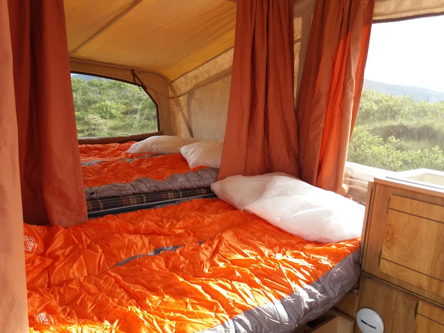 unique pop up camper at campsite stafafell, near hofn. camper 