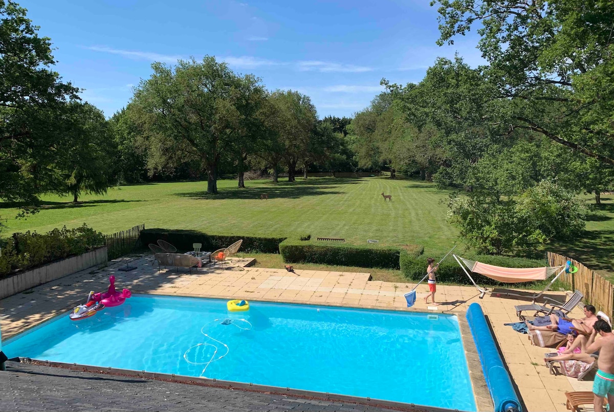 Maison avec piscine et cheminée