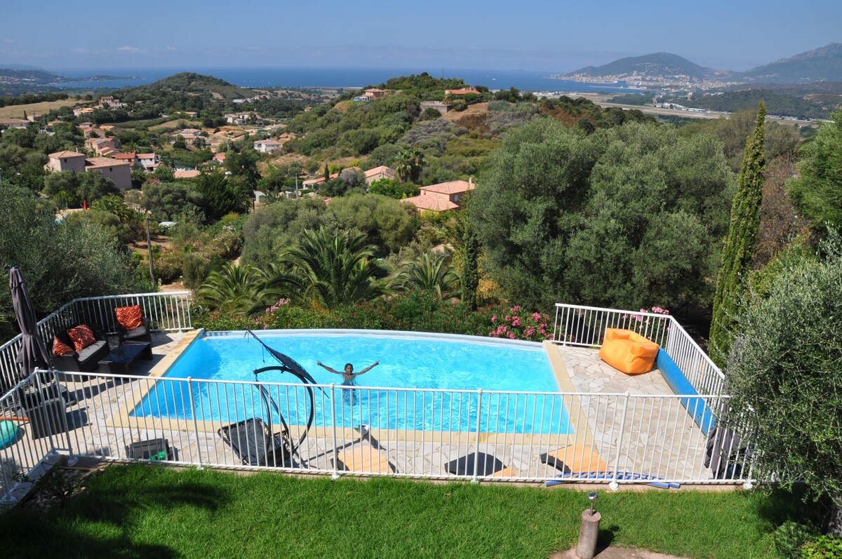 8 pers Ajaccio calm private pool view sea  WIFI