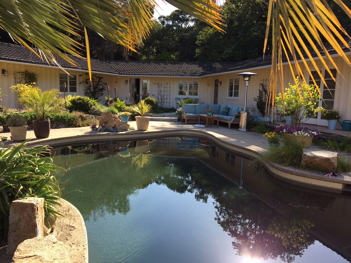 复古风格的乡村别墅，带泳池和风景