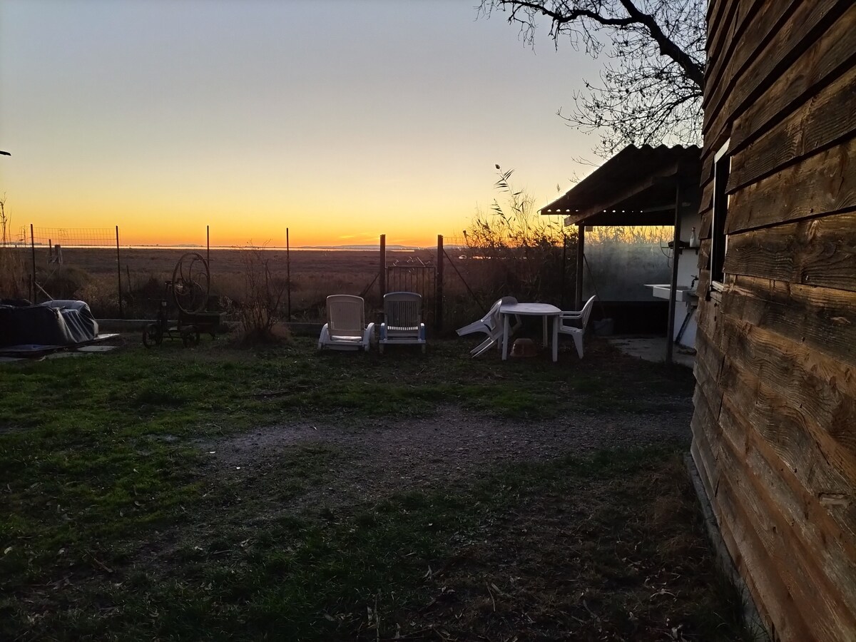 Chalet au bord de l'étang.