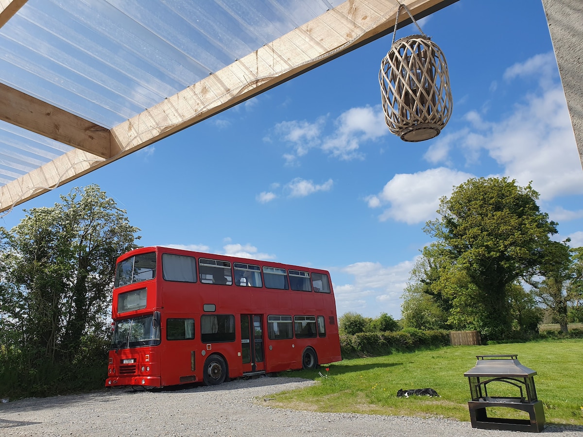 The Big Red Bus at Glasson Glamping Farm