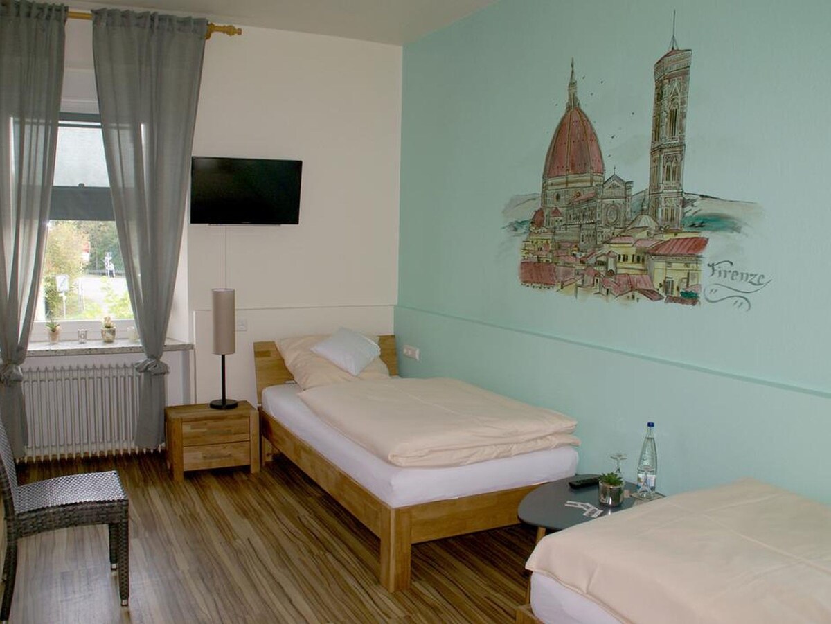 罗马涅辛根米亚酒店，双床房，带淋浴间和卫生间