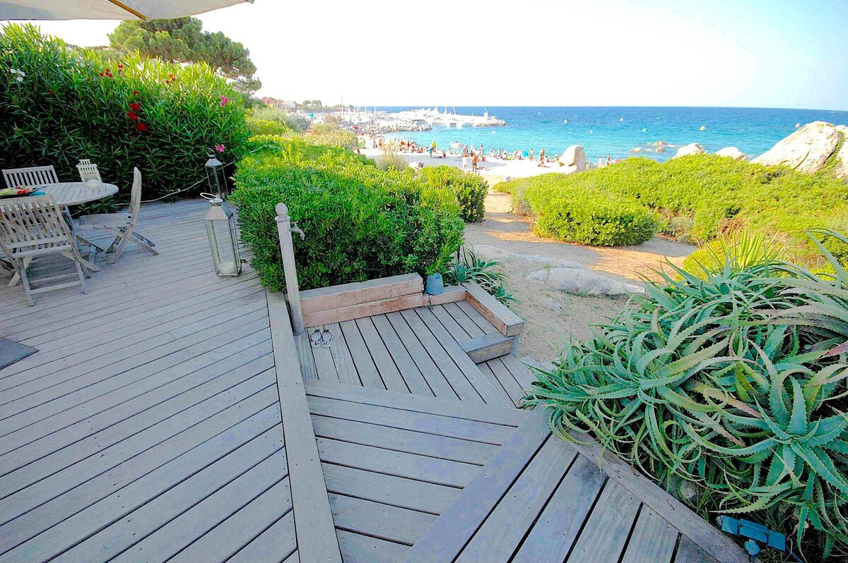 Bungalow on the sand of the beach