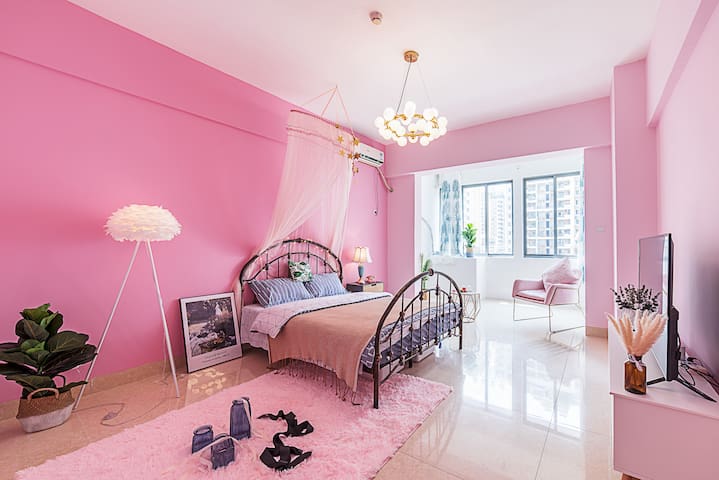 nanning shi 整套公寓 nanning shi 【少女心粉色公主房】近广西医科