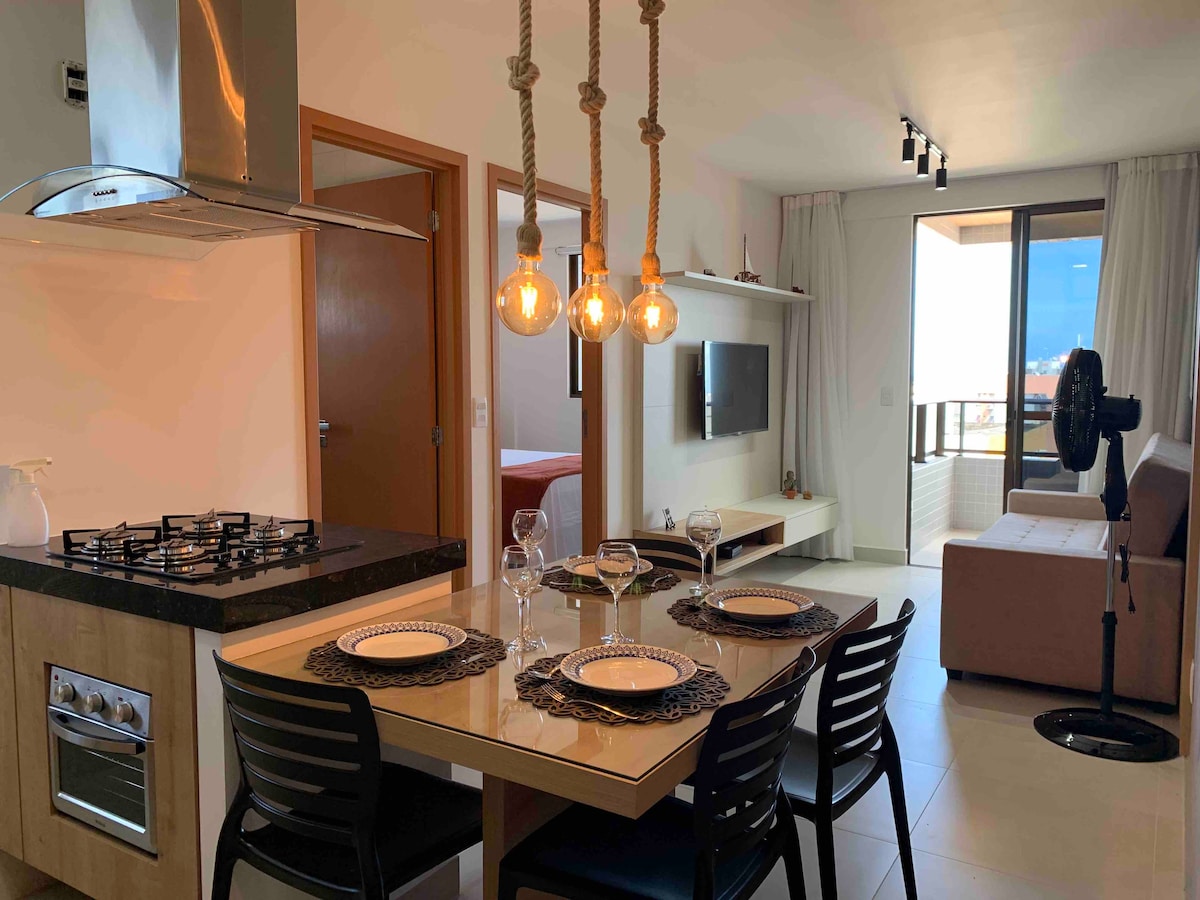 俯瞰蓬塔佛得角大海的优雅公寓。