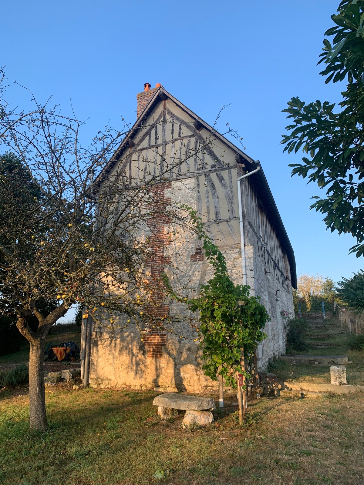 靠近塞纳河的老式乡村小屋农场