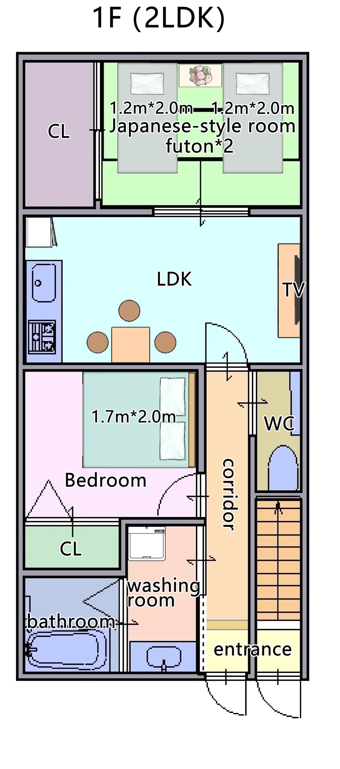 住宅[50m2] 2LDK /最多7人/步行1分钟到恵美須町站/南海难波/黑门市场/日本桥