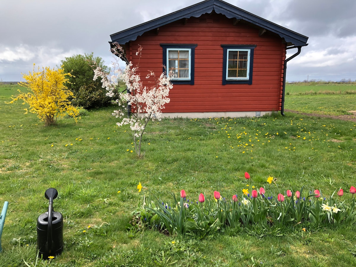 位于田园诗般的Ölandsby小屋，可欣赏美景