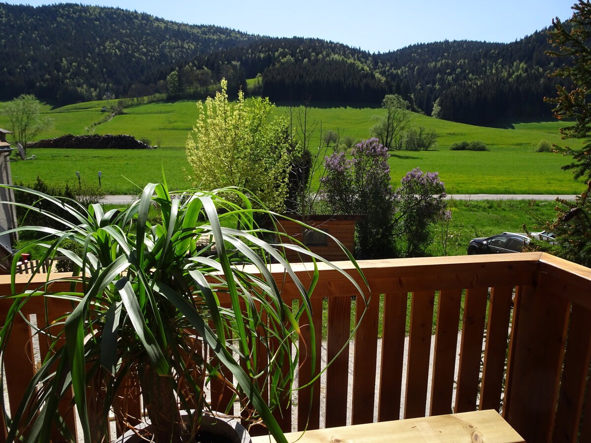 La Bergerie with elevated terrace mountain view