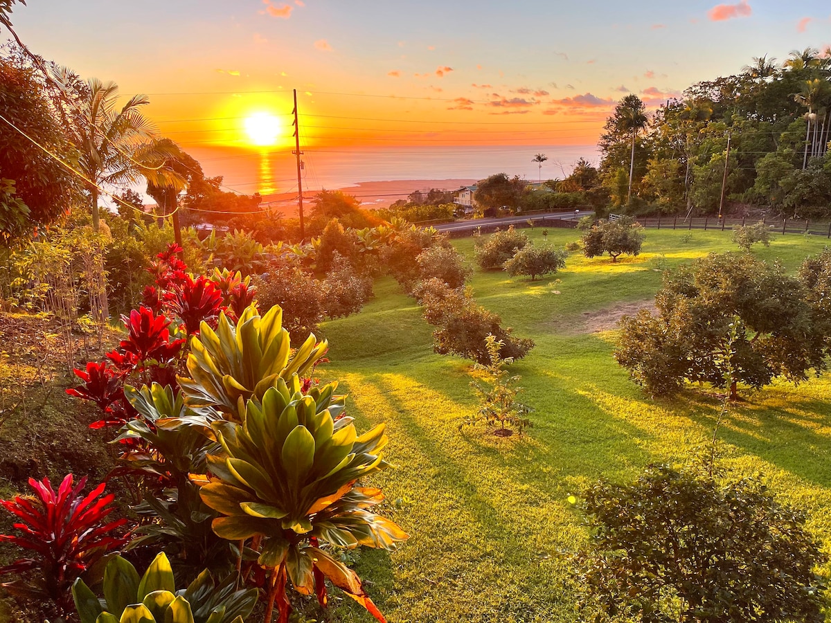 Ocean view Orchard House above Kona