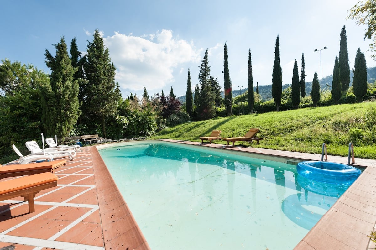 Dante's villa: pool , vineyards and winery