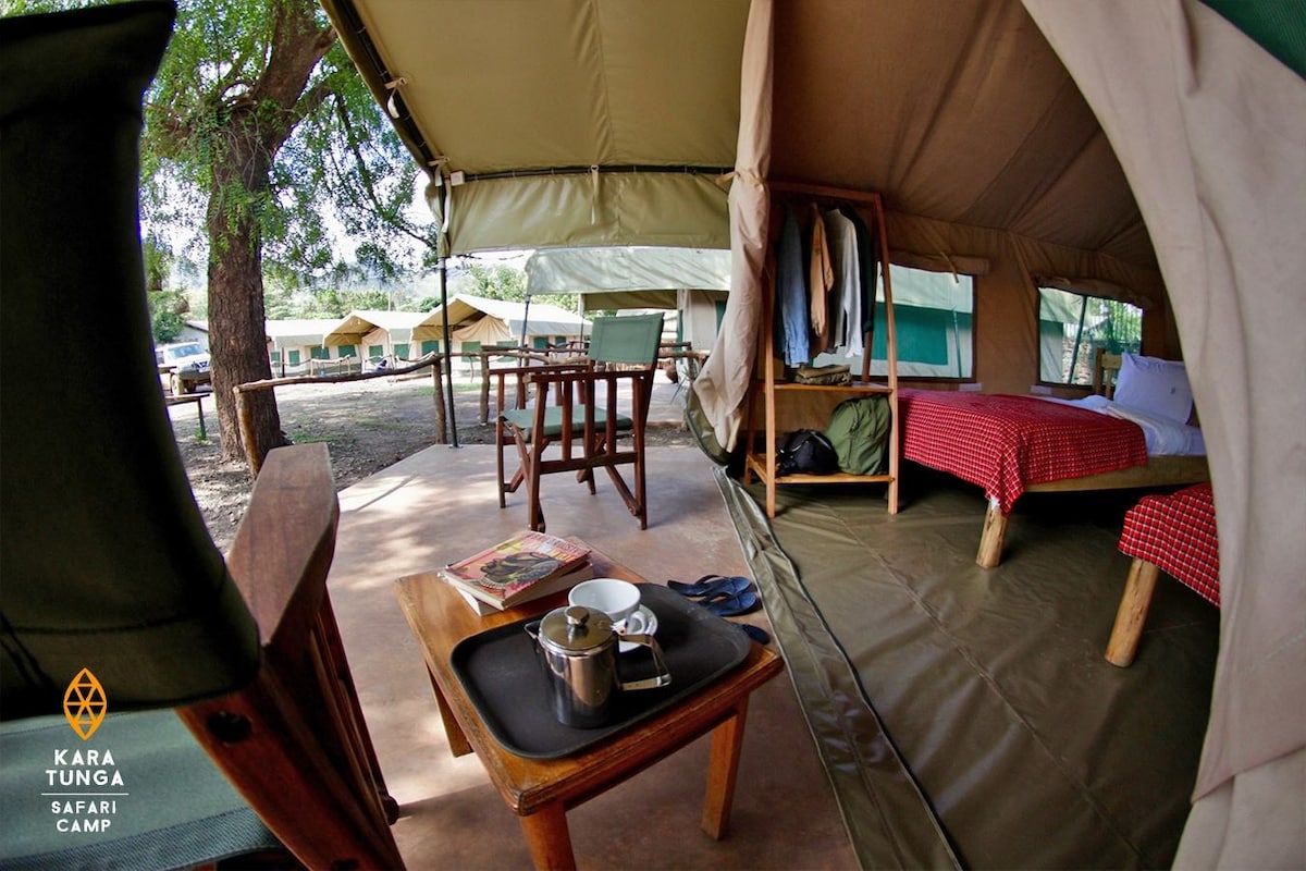 Moroto Twin Safari Tent Under Acacia Tree