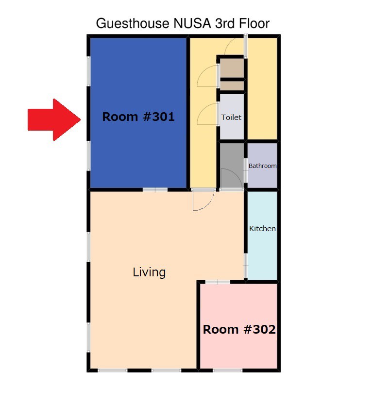 [N300]努沙迈大桥（ 3楼）附近的双卧室公寓