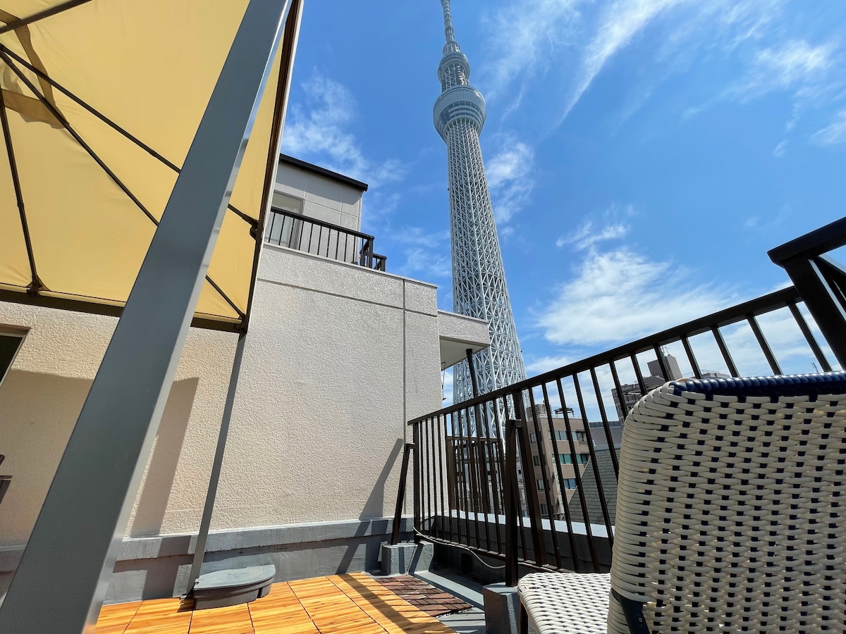 位于东京晴空塔附近，带两间卧室和阳台的公寓！