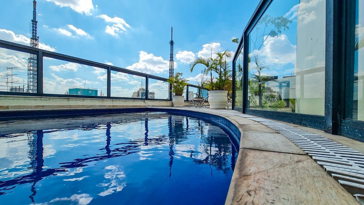 Flat com piscina e academia - Hotel Transamérica
