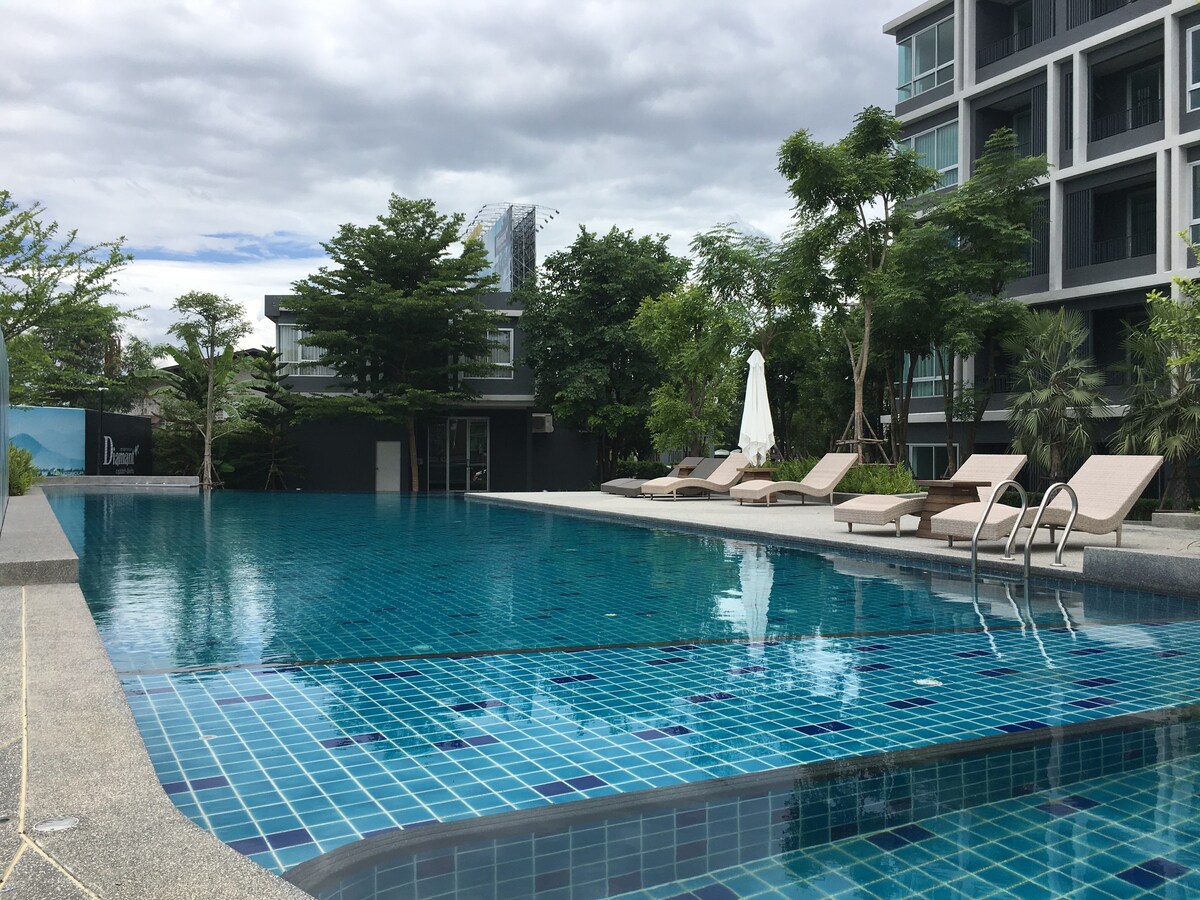 全新钻石公寓peacefull,1 bed/pool,near central festival