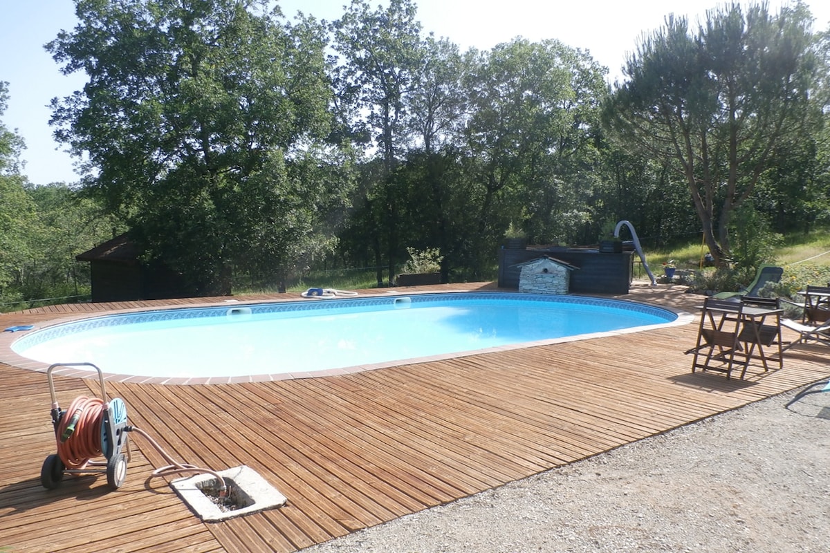 5人小屋， 2个泳池，风， Causse Périgourdin